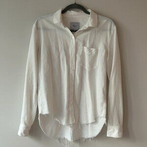 Rails Button Down Fringe Shirt (Small, White, Women's)